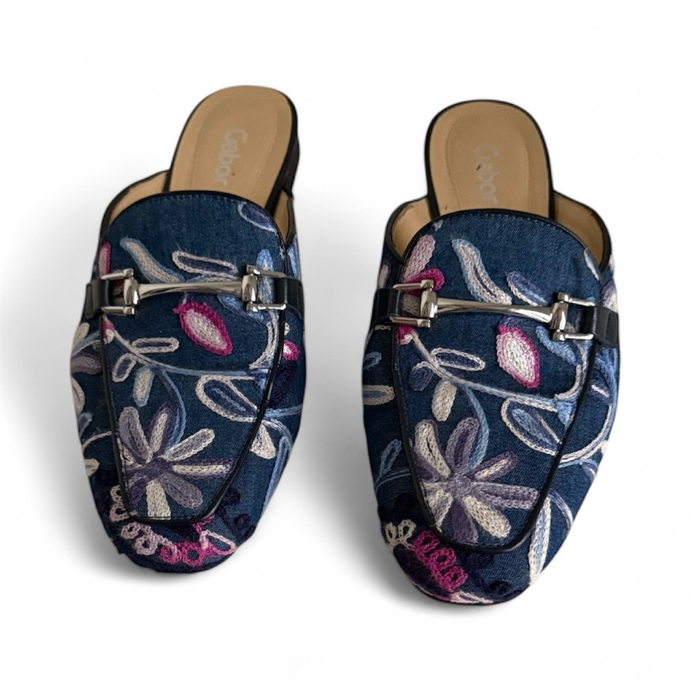 Gabor Embroidered Women's Mules - Blue and Pink